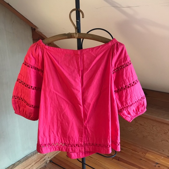 Crown & Ivy Fuschia Boho Peasant Top Bell Sleeves, EUC, M - Picture 2 of 15